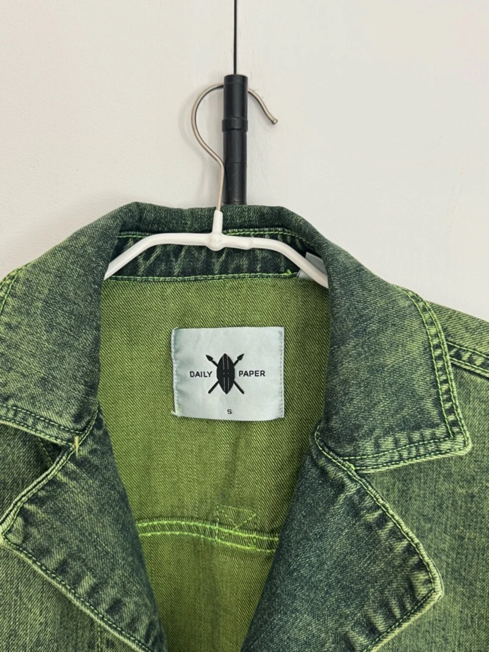 DAILY PAPER Hafi Denim Jacket In Green, Men’s S (women’s ~8 or M/L) - Picture 5 of 5